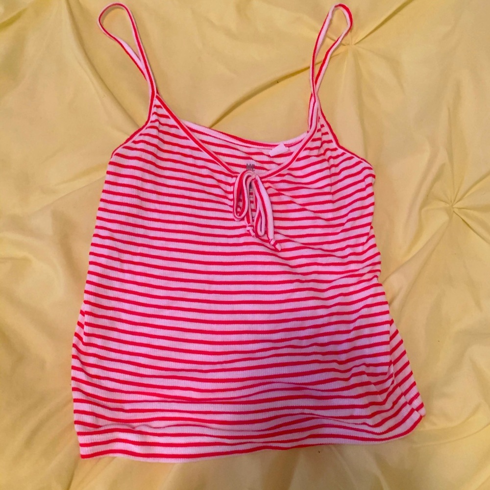 Red and White Crop Top